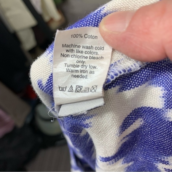 MADEWELL White Blue Southwestern Off Shoulder Top Coastal Pullover Blouse Sz M - Picture 7 of 11